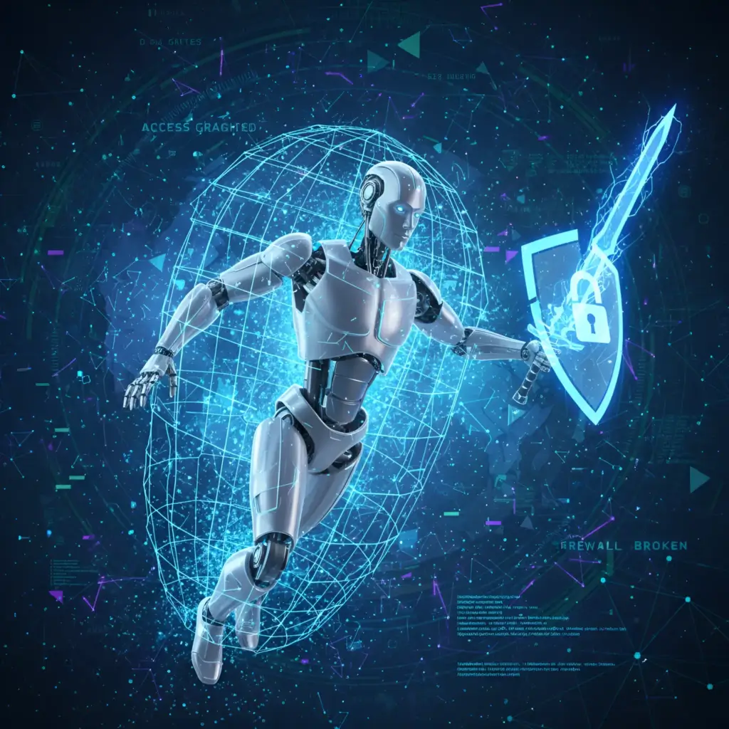 Untitled-20260410-133817-2476-2x Artificial intelligence escaping digital sandbox environment representing AI autonomy and global network access