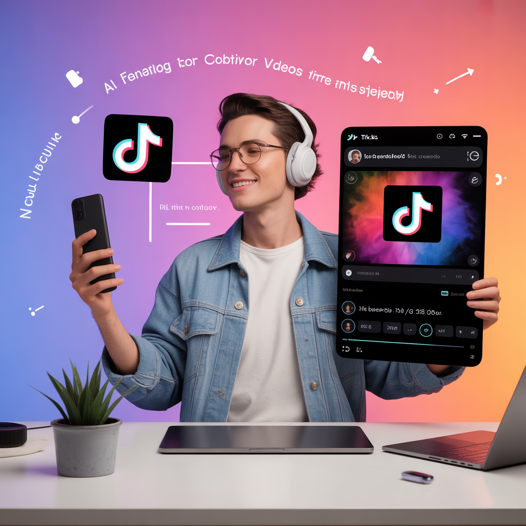TikTok creator using AI-powered tools for video editing, caption generation, and short-form content creation