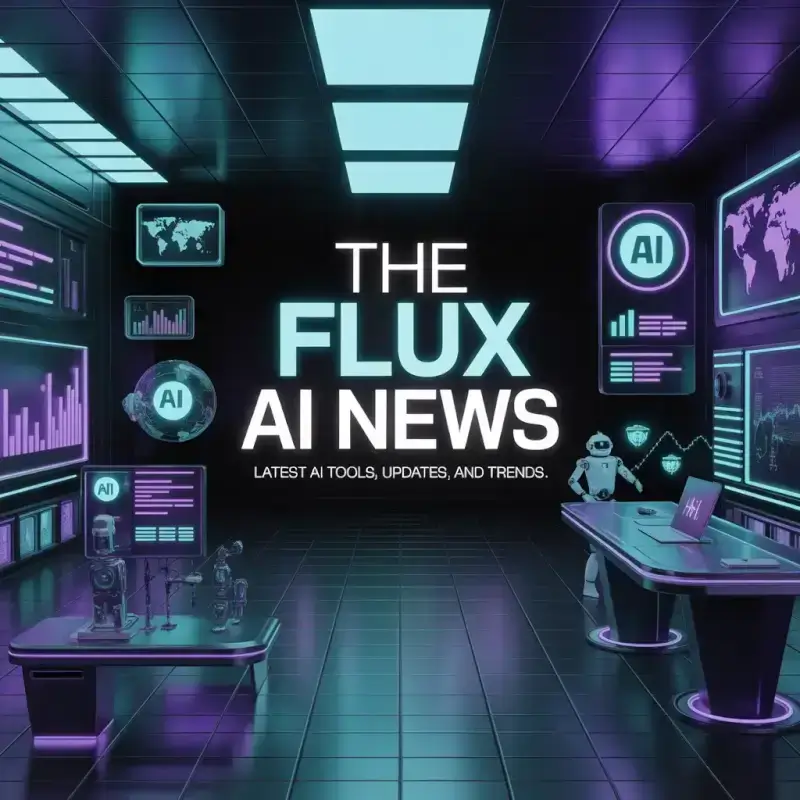 ideogram-v3.0 Create a futuristic website banner for The Flux AI News featuring a dark b-0