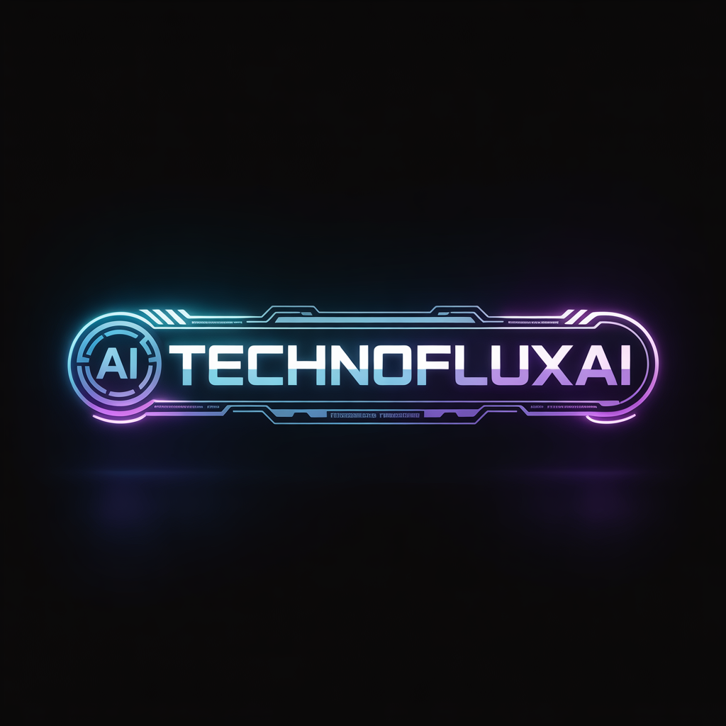 ideogram-v3.0 Wide futuristic logo for TechnofluxAI horizontal layout glowing neon blue and pu-2-annotated-1776619446560