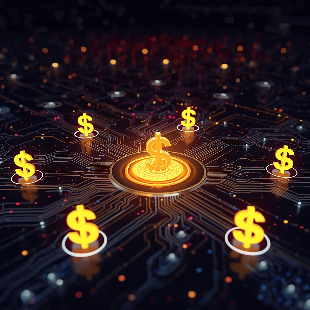 lucid-origin-abstract-visualization-of-AI-costs-glowing-dollar-symbols-merging-with-digital-c-2