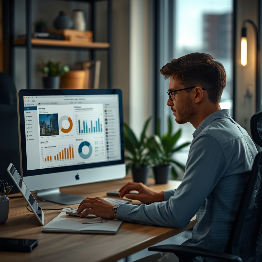 lucid-origin 800x800 image of an affiliate marketer using AI tools for SEO blog writing analy-1 Affiliate marketer reviewing SEO analytics and website traffic reports on a desktop computer