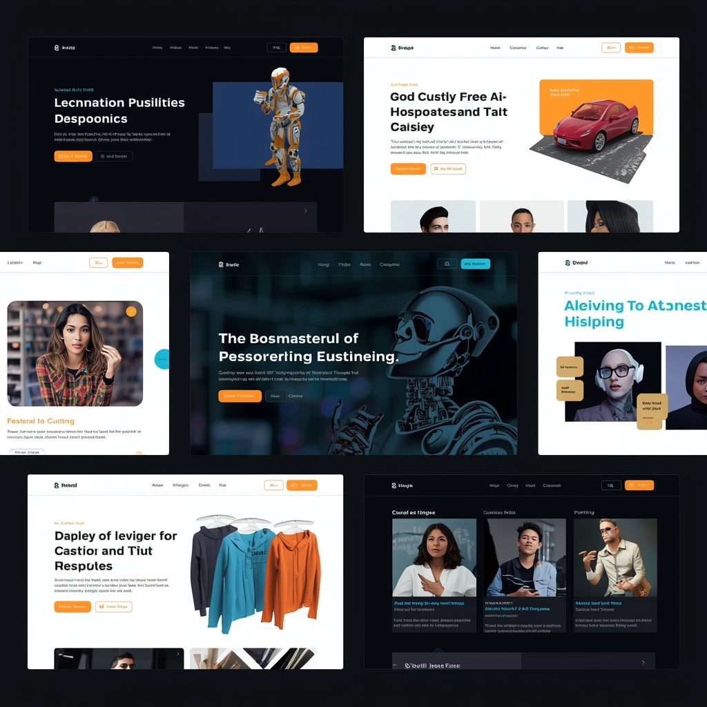 lucid-origin 800x800 image of multiple AI-generated website layouts for business blog ecommer-2 Collection of AI-generated website layouts for business, ecommerce, fashion, and technology brands