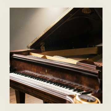 Close-up view of the grand piano used by Romulus Harmonius inside the legendary halls of Arculese
