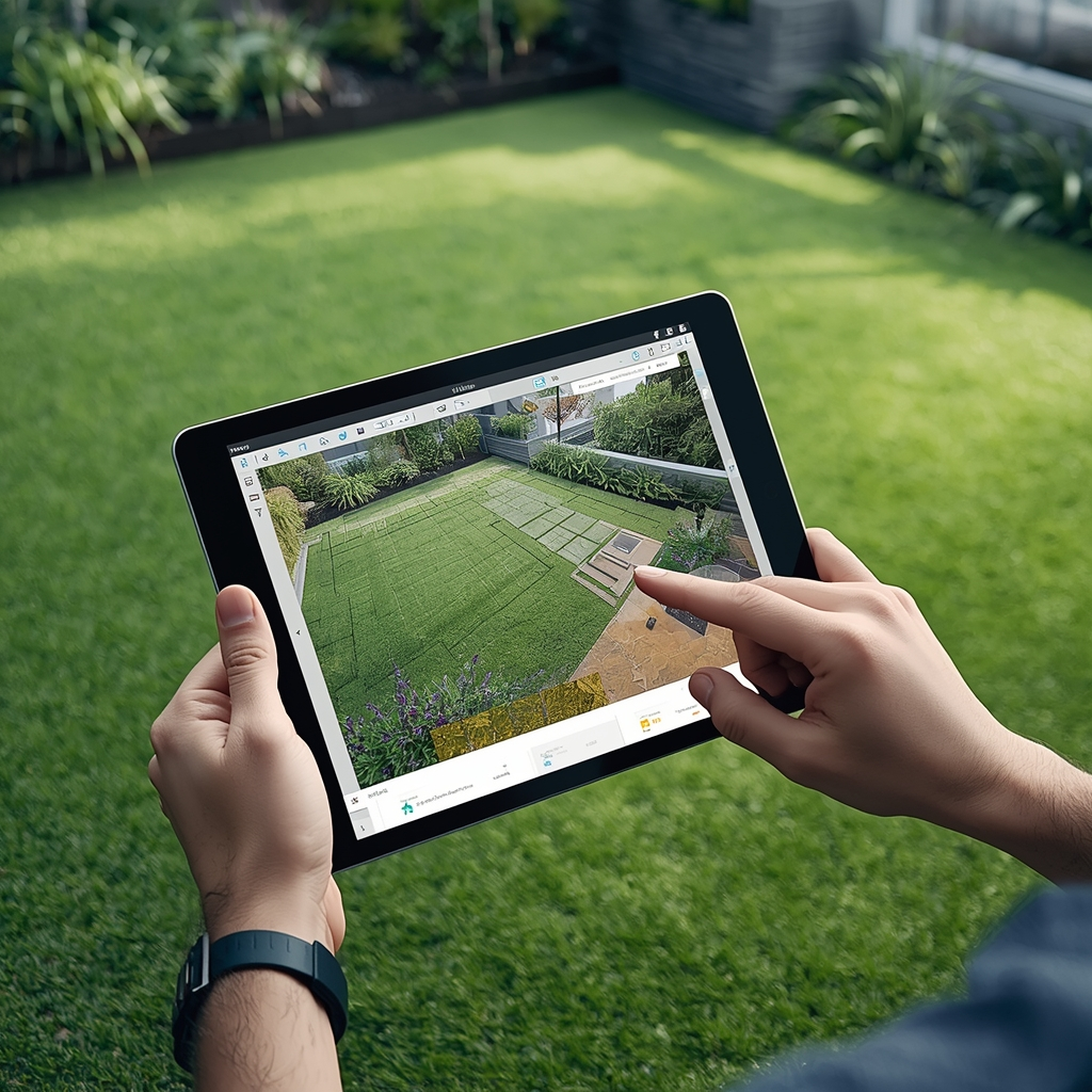 - -landscaper-designing-yard-with-tablet-showing-ai-generated-landscape-plans-green- lucid-origin-landscaper-designing-yard-with-tablet-showing-AI-generated-landscape-plans-green-0