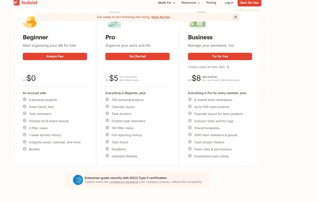 Todoist task management interface showing productivity boards, organized task lists, workflow planning tools, and project management features for personal and team productivity.