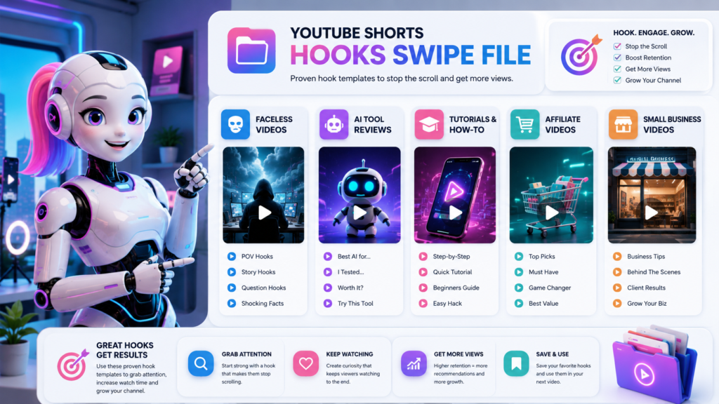 100 YouTube Shorts hooks swipe file for beginner creators.