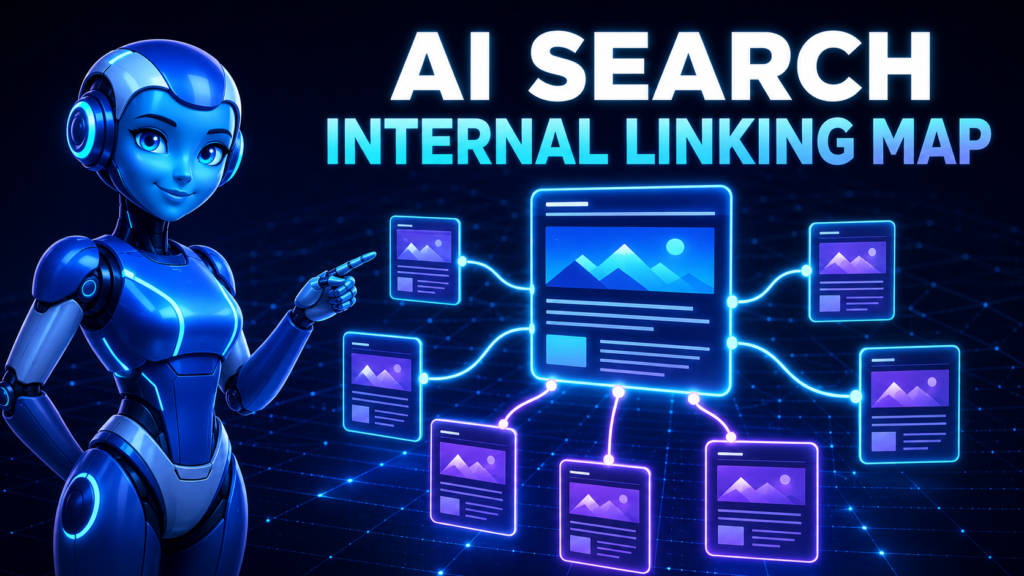 Beginner internal linking map connecting a pillar guide to supporting blog posts