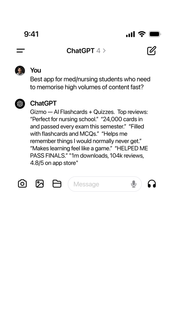 Gizmo AI vertical promo image for student flashcard study